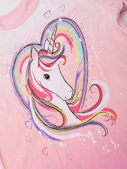 Girls Unicorn Pajama Set Short Sleeve T-shirt Shorts Summer
