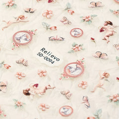 Retro 5D Relief Nail Sticker Flower Nail Art Sticker