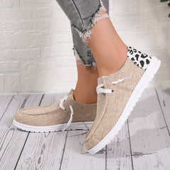 Women's Leopard Print Canvas Slip On Sneakers