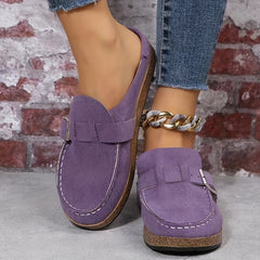 Women's Metal Buckle Loafers Slip On Shoes