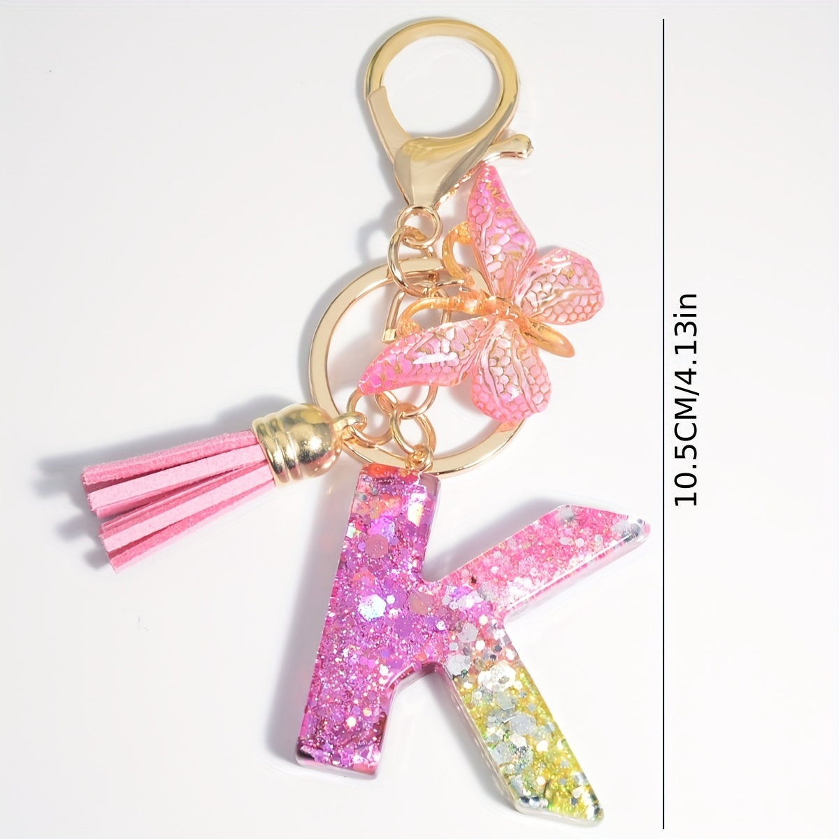 Initial Letter Keychain Resin Floral English Letter Shape Keychain With Tassel