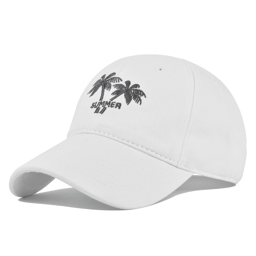 Old Coconut Tree Embroidery Baseball Cap Vintage Sunshade Trucker Hat