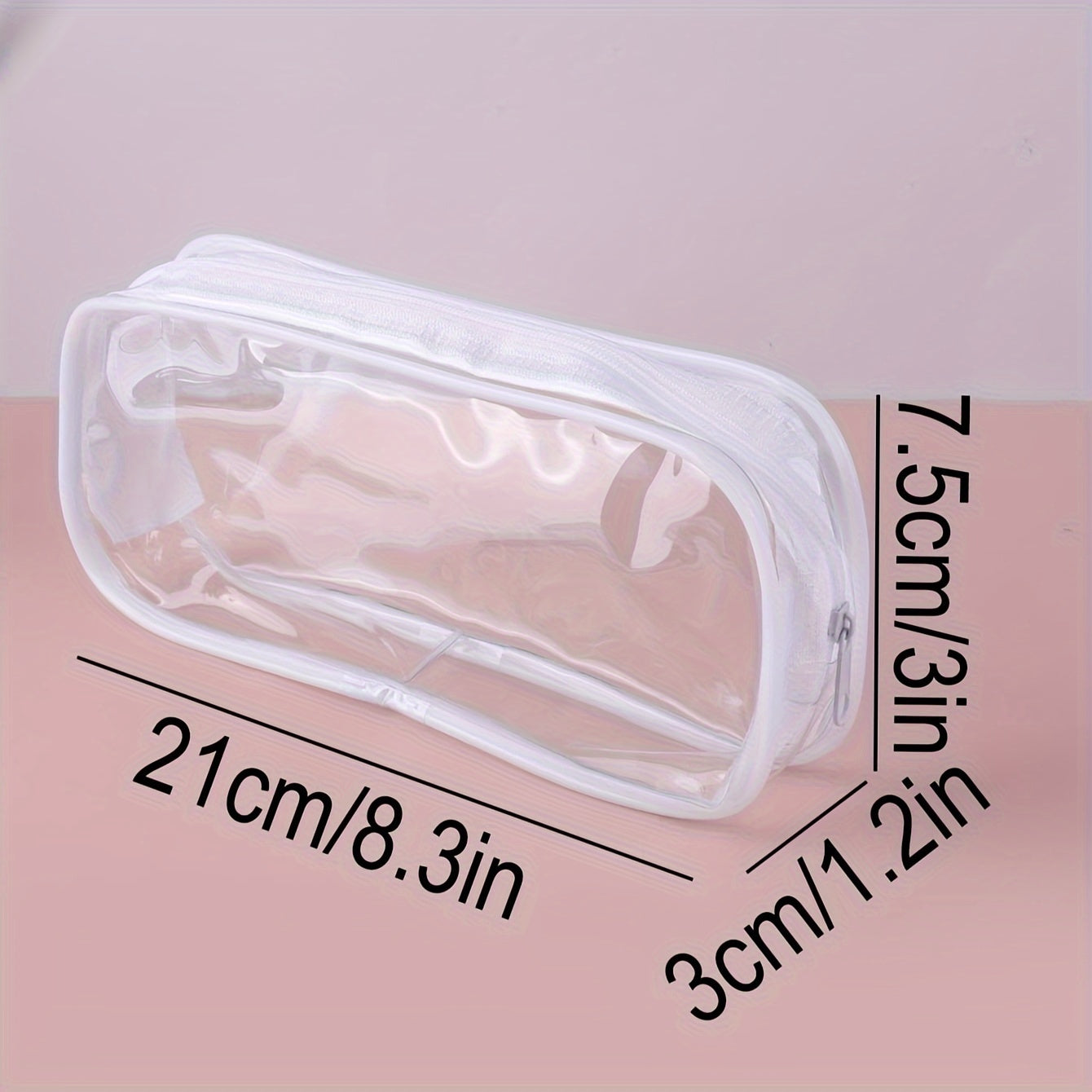Double sided Transparent Pencil Case Student Stationery Storage Bag