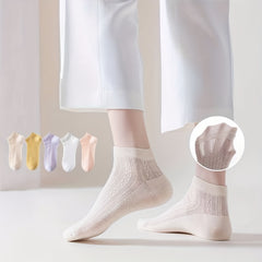 5 Pairs Argyle Mesh Socks Crew Socks Women's Stockings & Hosiery