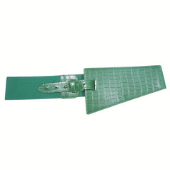 Plaid Embossed Wide Belt PU Leather Elastic Waistband for Women