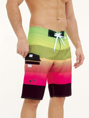Stripe Print Beach Shorts Men's Swim Trunks Quick Dry Swimwear