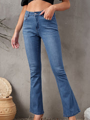 High Rise Flared Trousers Wide Leg Bell Bottom Denim Pants