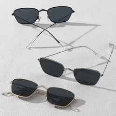 3 Pairs Men's Small Frame Metal Sunglasses with Zipper Case