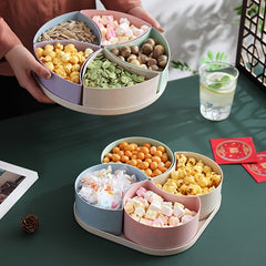 Straw Dried Fruit Tray Candy Box with Lid Snack Tray Desk Organizer