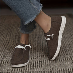 Women's Brown Canvas Shoes Casual Lace Up Outdoor Shoes