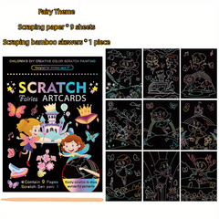 9pcs Children's Cartoon Art Scratching Set