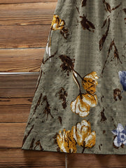 Floral Print Short Sleeve Maxi Dress