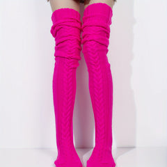 Thick Twist Knit Thigh High Socks Women's Stockings