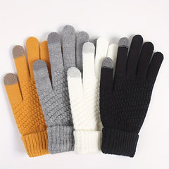 Winter Thermal Knit Gloves Touch Screen Windproof Warm Thick Full Finger Gloves