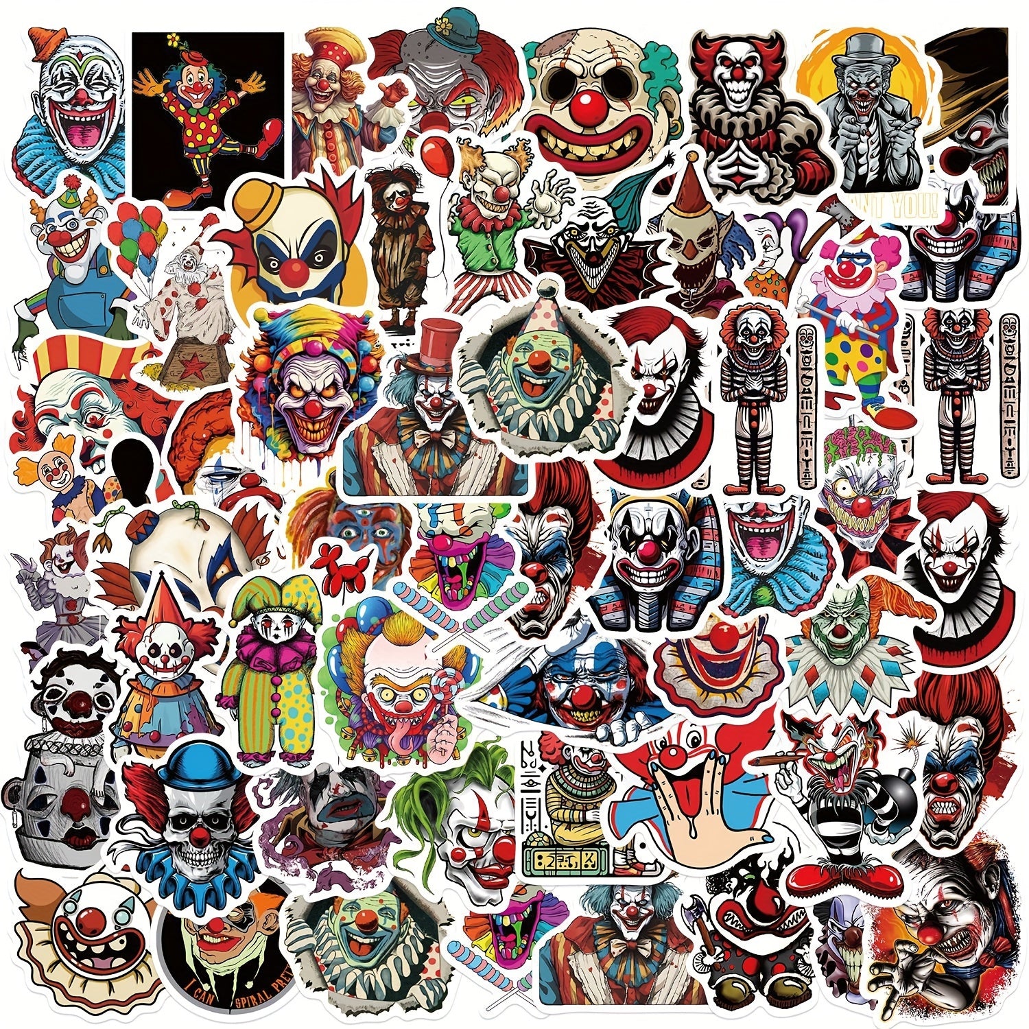 50pcs Horror Joker Vinyl Stickers for Water Bottles Laptops Mobile Phone