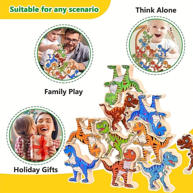 Wooden Dinosaur Stacking Game for Kids, Montessori Toys