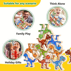 Wooden Dinosaur Stacking Game for Kids, Montessori Toys