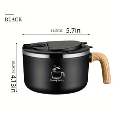 1200ml Stainless Steel Noodle Bowl with Lid & Handle