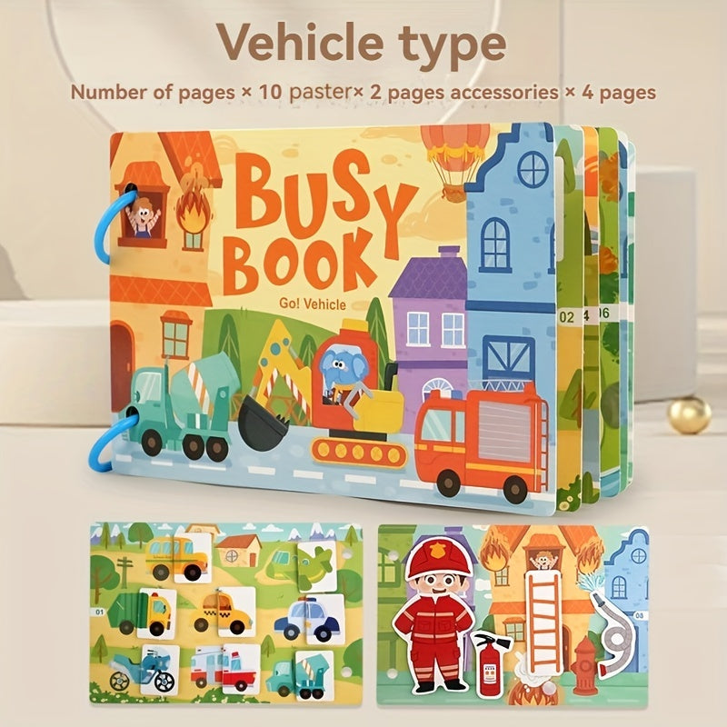 Interactive Gel Vehicle Busy Book for Kids - Educational Paperback
