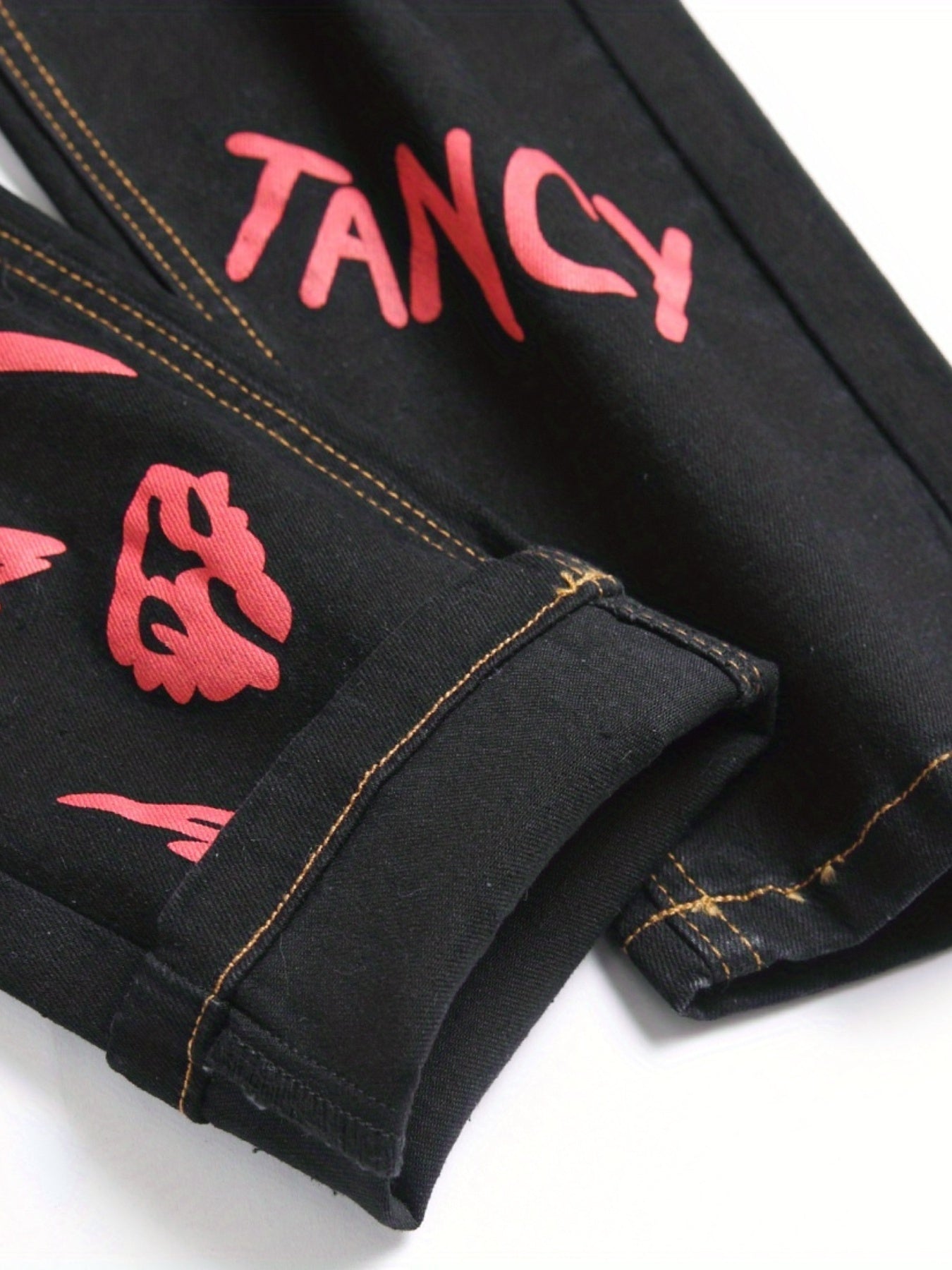 Boys Graffiti Ripped Jeans Slim Fit Denim Pants