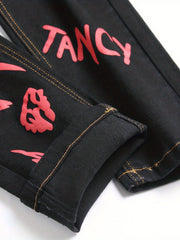 Boys Graffiti Ripped Jeans Slim Fit Denim Pants