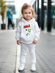 Christmas Bunny Print Hoodies Pants Set For Kids Activewear Set
