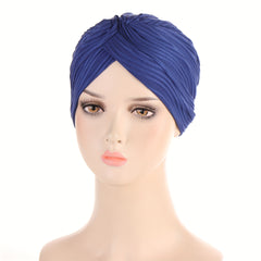 Women Turban Cap Stripe Embossed Head Wraps Ramadan Head Scarf