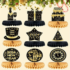 Golden Years Honeycomb Centerpiece Table Decoration - 9pcs