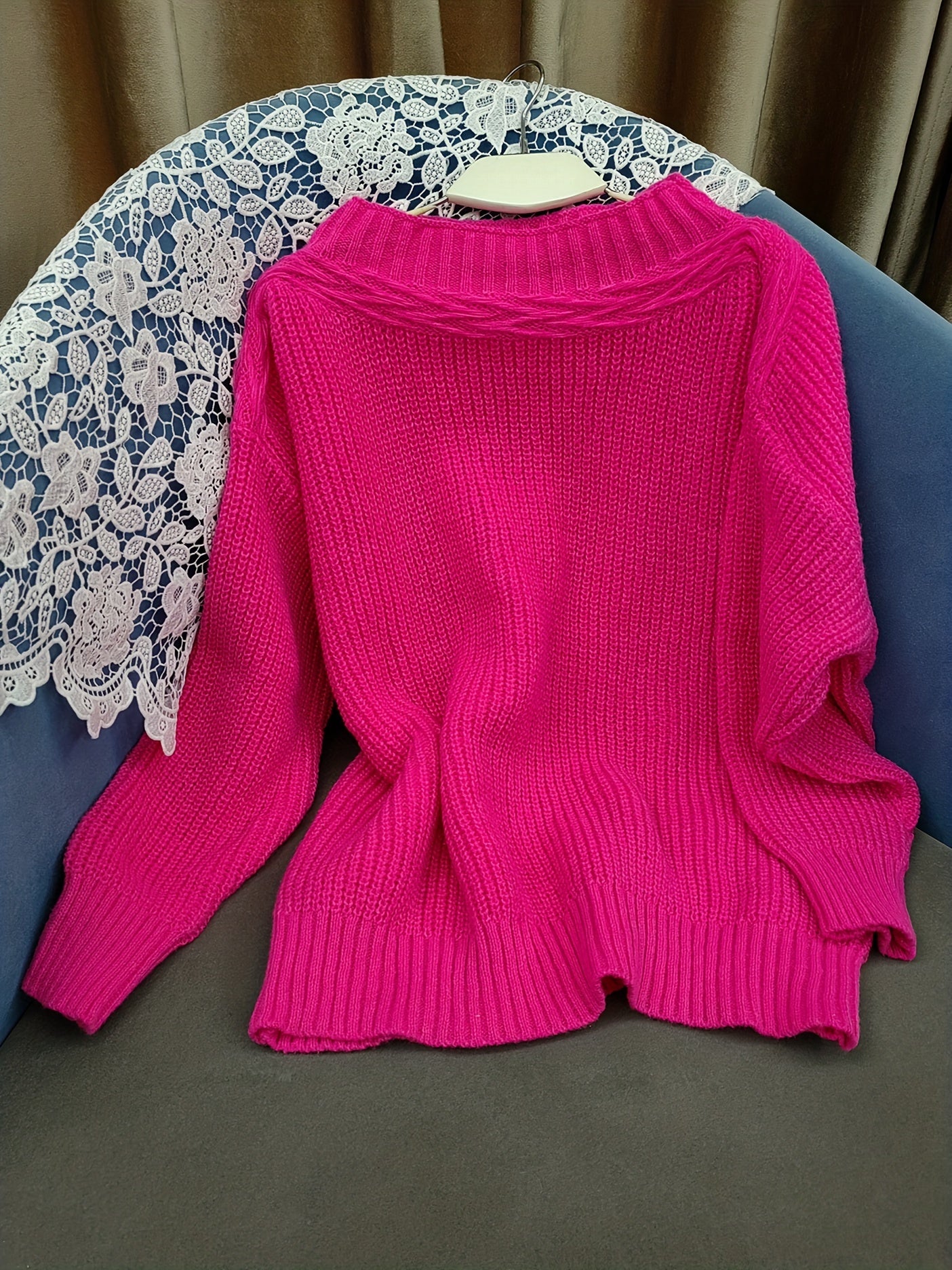 Waffle Pattern Off Shoulder Sweater