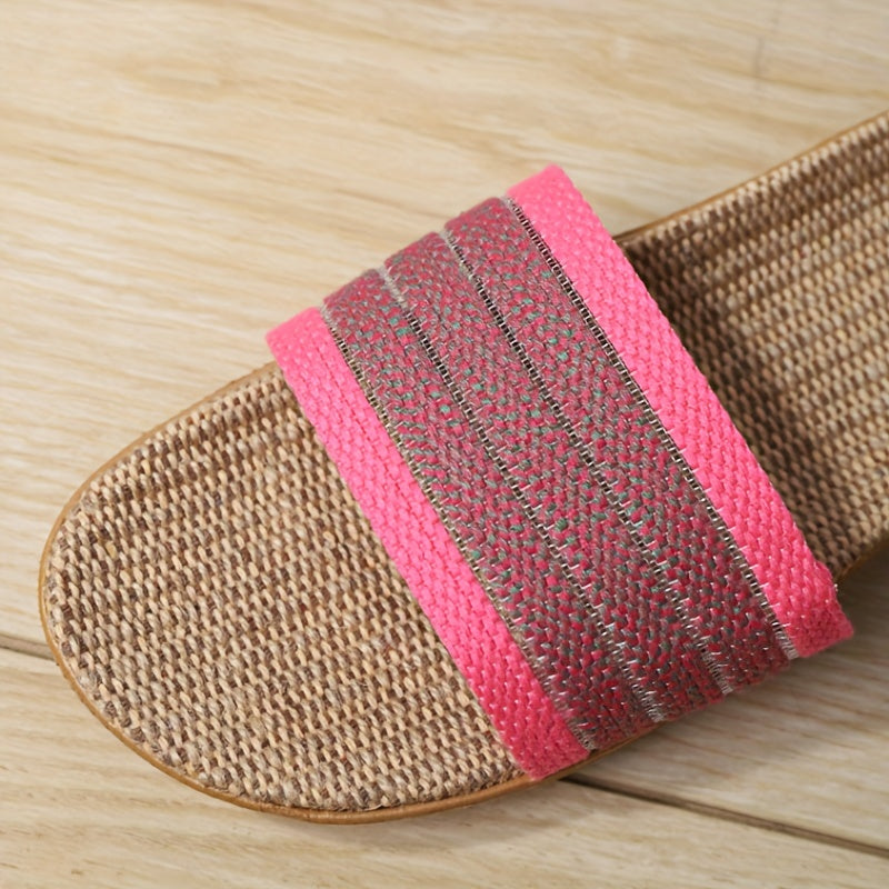 Women's Casual Open Toe Slides Lightweight Slip On Flat Indoor & Outdoor