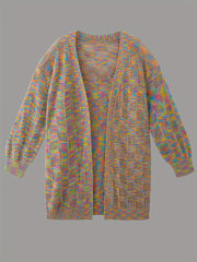 Colorful Printing Knit Cardigan Open Front Sweater