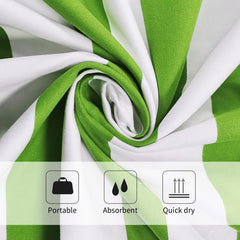 HiTurbo Beach Chair Cover Green Stripe Thin Quick Dry Chaise Lounge Towel