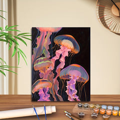 Adult Fluorescent Jellyfish Number Painting Set 40 64x50 Unframed Acrylic
