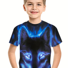 3D Printed Wolf T Shirt for Boys Stretchy & Comfortable
