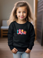 Girls Rabbit Pattern Crew Neck Sweatshirt For Spring Fall Christmas Gift