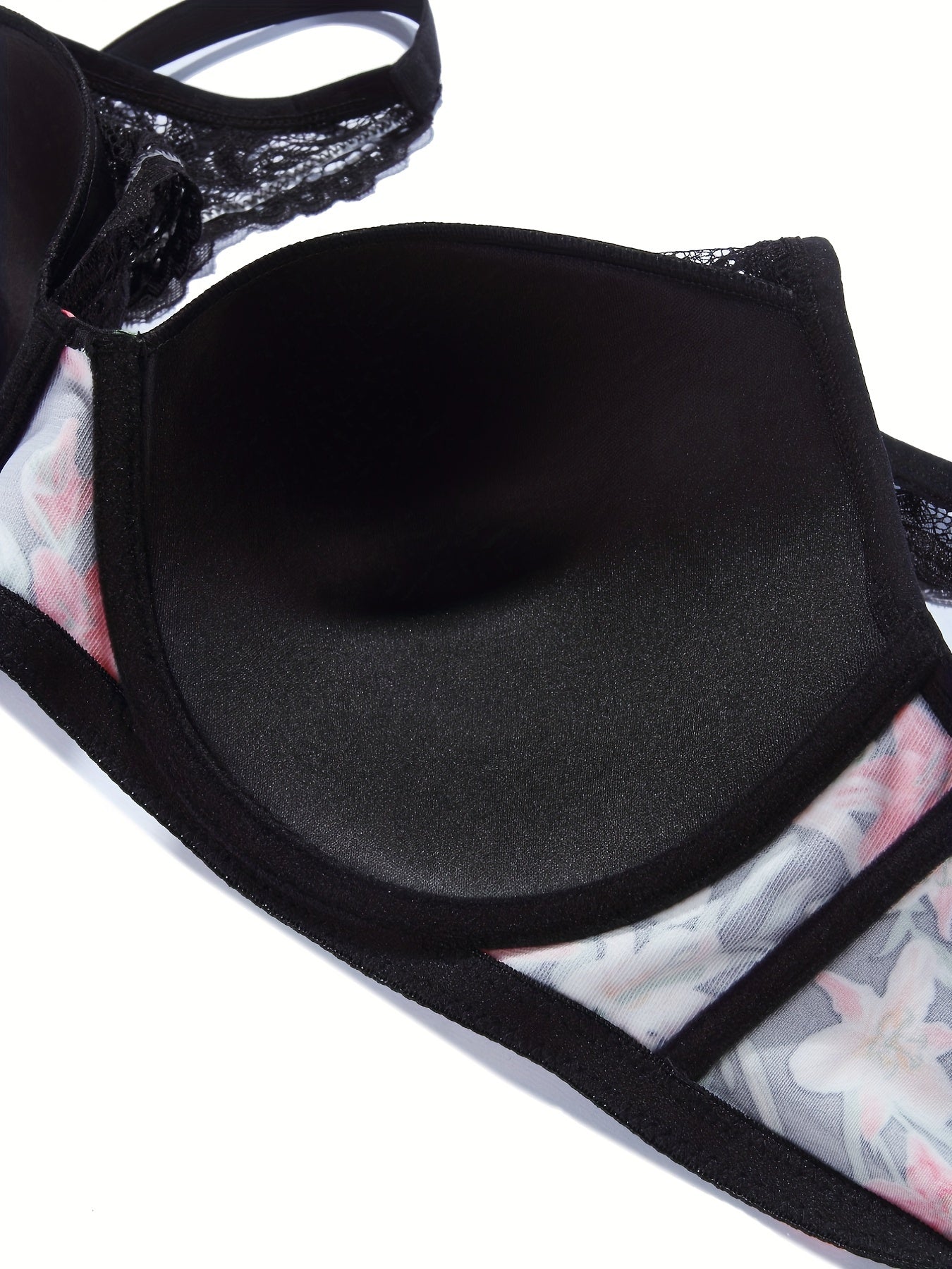 Sexy Bra Women's Plus Floral Print Lace Underwire Molded Cup Bra