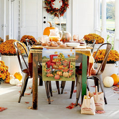 Thanksgiving Table Runner Pumpkin Truck Maple Leaf Pattern Home Decor