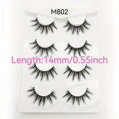 3D False Eyelashes Natural Look Four Pairs Pack