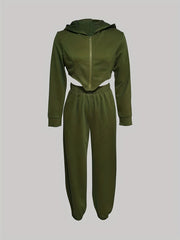 Casual Two-piece Set Zip Hoodie & Jogger Pants Outfit Women's Clothes