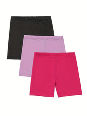 3 Pack Girls' Stretch Cotton Casual Shorts for Summer