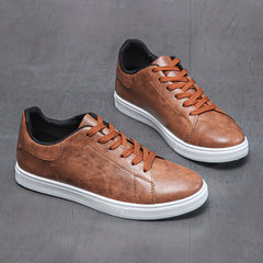 Men's Lace-up PU Leather Skate Shoes with Good Traction