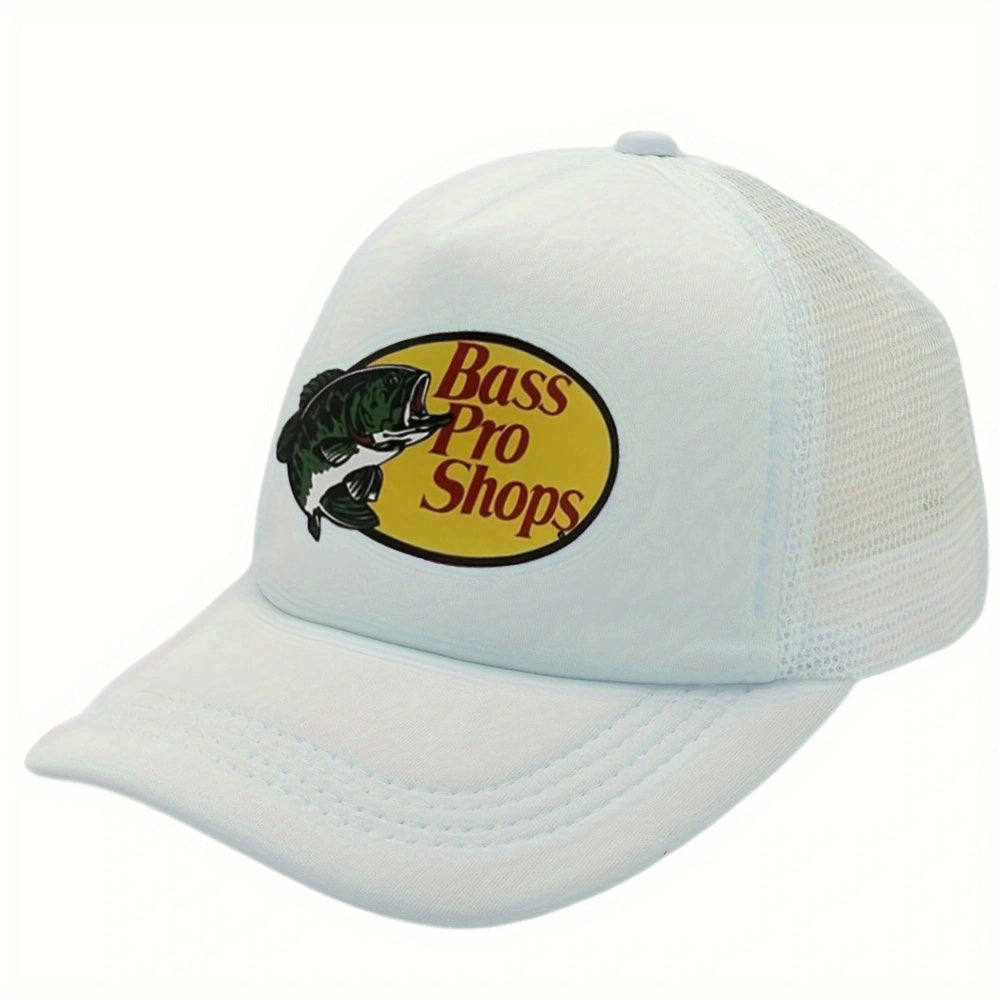 Mesh Trucker Cap Fish Pattern Breathable Baseball Hat for Fishing