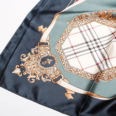 Vintage Silk Square Scarf Horse Group Edge Large Shawl Women Headwrap