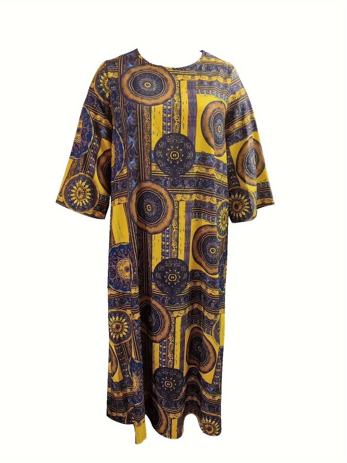 Boho Kaftan Dress Women's Plus Scarf Print Maxi Dress