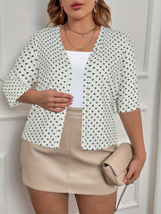 Polka Dot Print Cardigan Half Sleeve Open Front