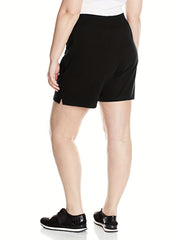 Solid High Rise Stretch Shorts With Pockets