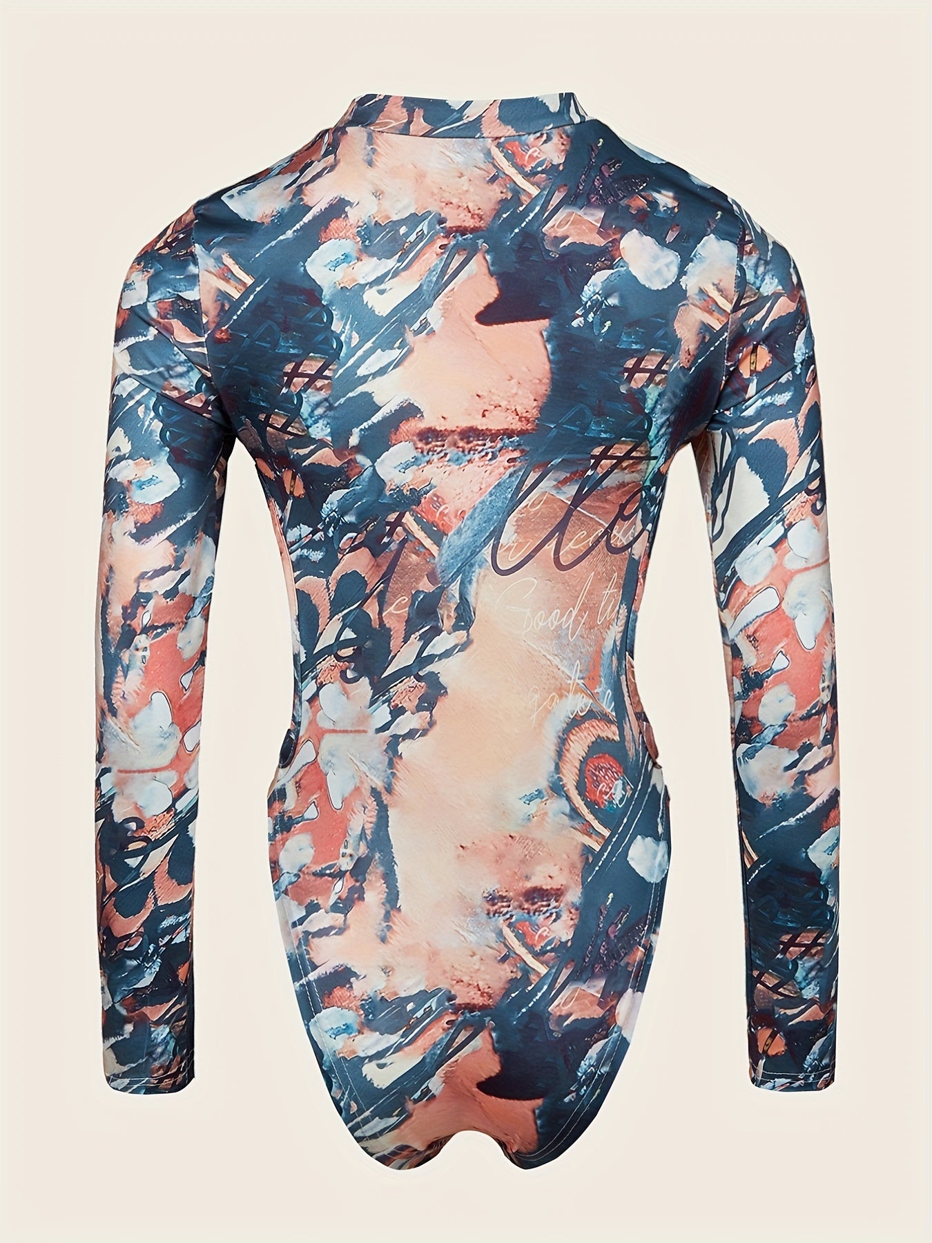 Graphic Print Bodysuit Long Sleeve Casual Women's Clothing
