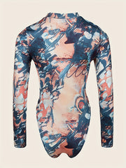 Graphic Print Bodysuit Long Sleeve Casual Women's Clothing