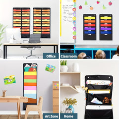 Hanging Wall File Organizer With 10 Pockets - File Folders, Assignments, Papers