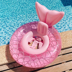 Mermaid Shaped Swimming Ring With Handle - Float With Seat